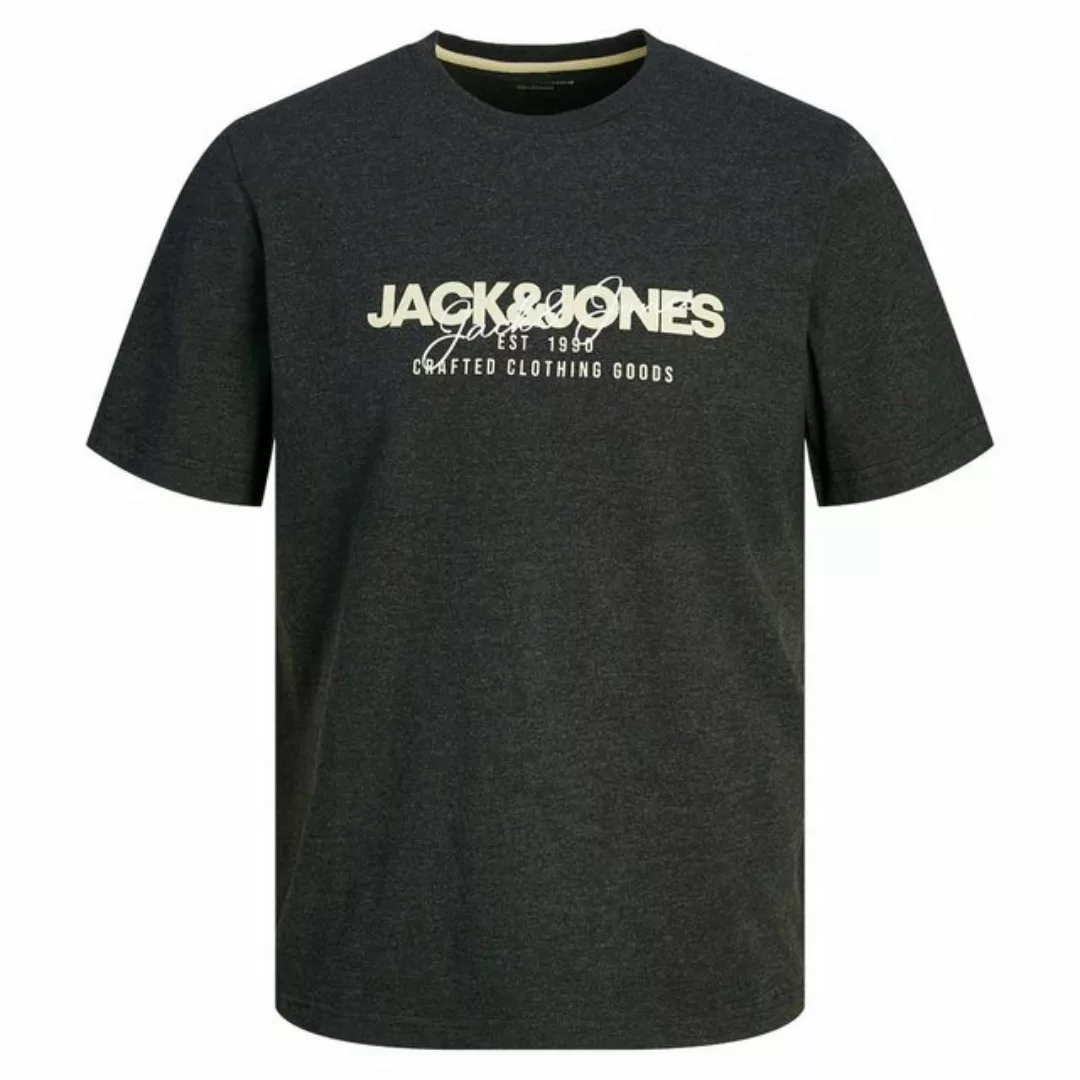 Jack & Jones Rundhalsshirt Große Größe Herren Shirt anthrazit melange Logop günstig online kaufen