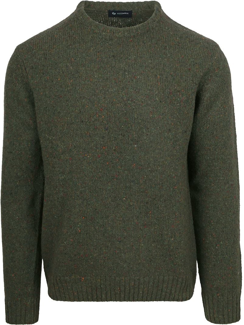 Suitable Pullover Tweed Wool Blend Grün - Größe XL günstig online kaufen