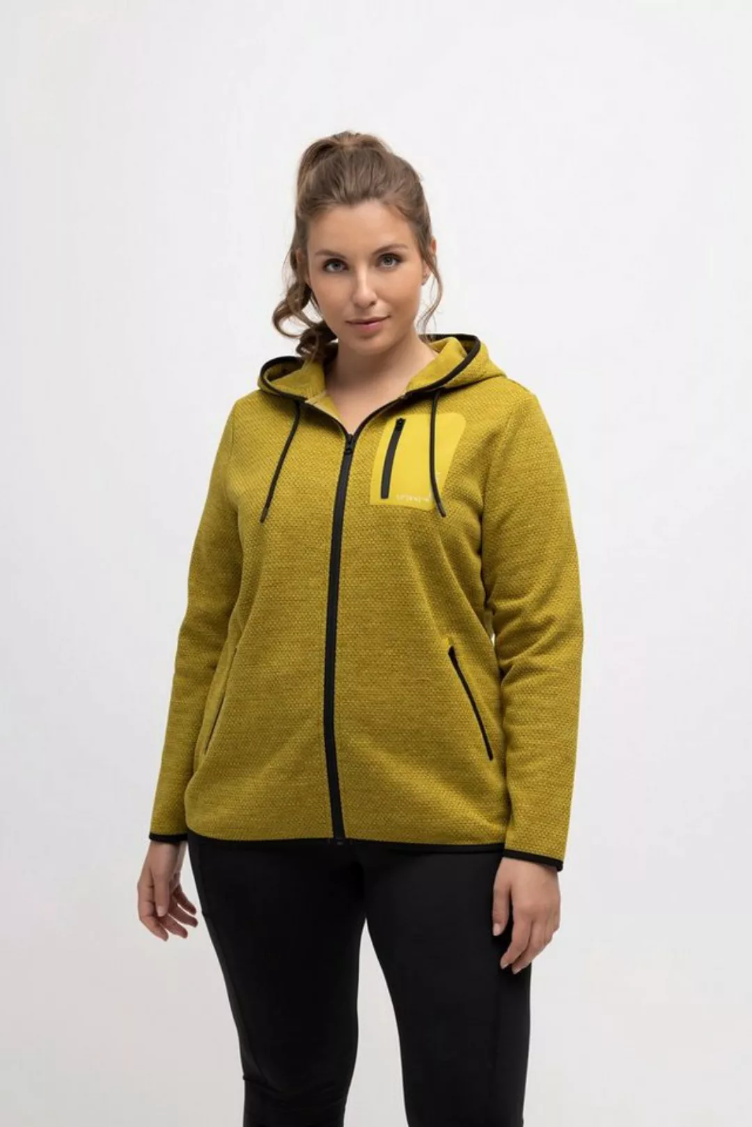 Ulla Popken Sweatjacke Fleecejacke Wabenstruktur Reflektoren Zipptaschen günstig online kaufen