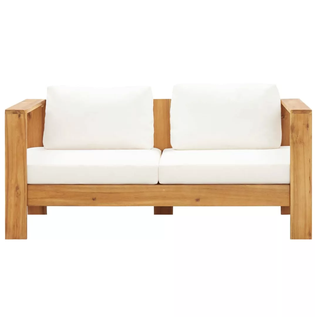 Gartensofa Mit Kissen 140 Cm Akazien Massivholz Cremeweiß günstig online kaufen