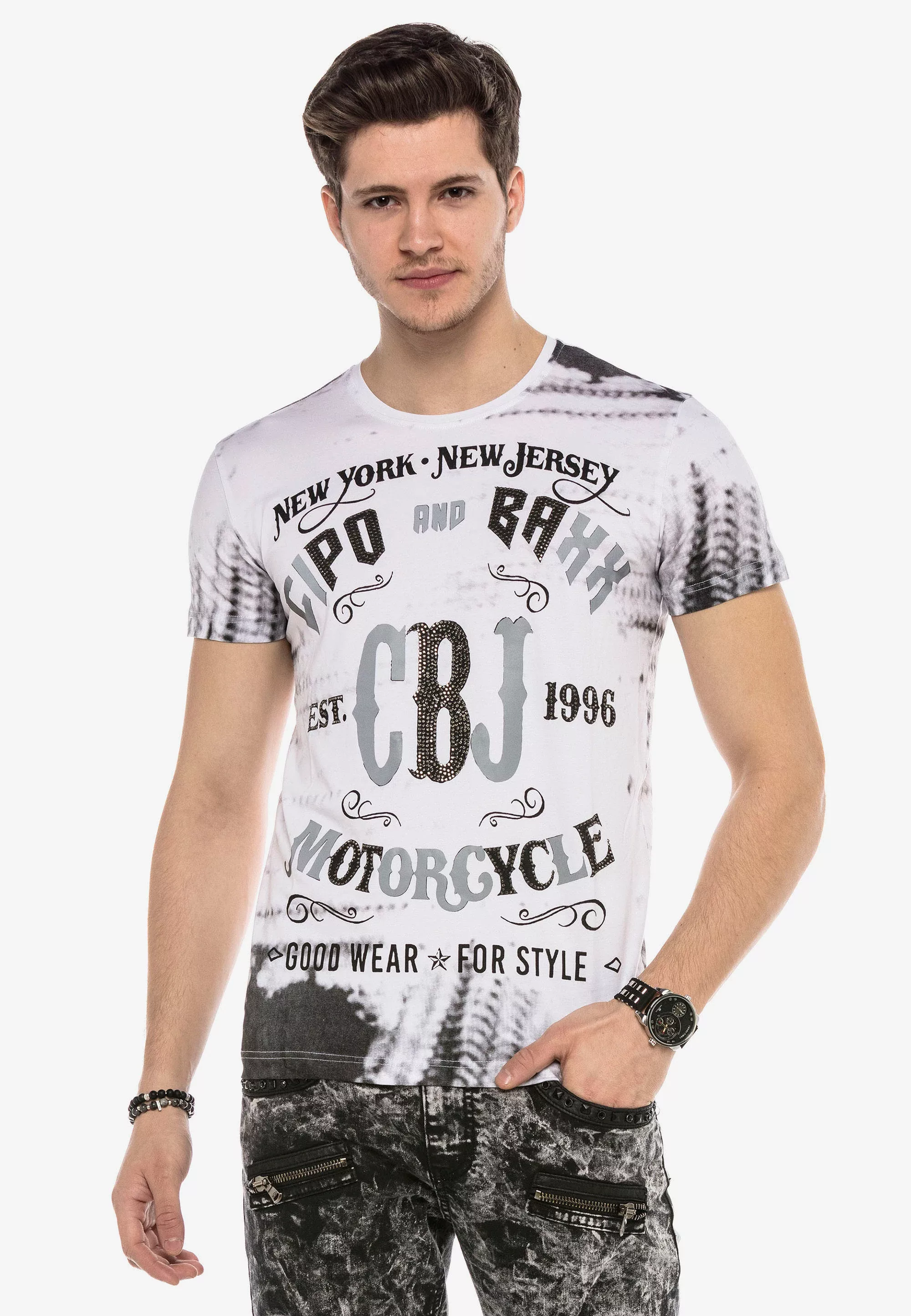 Cipo & Baxx T-Shirt, mit grafischem Biker-Print günstig online kaufen