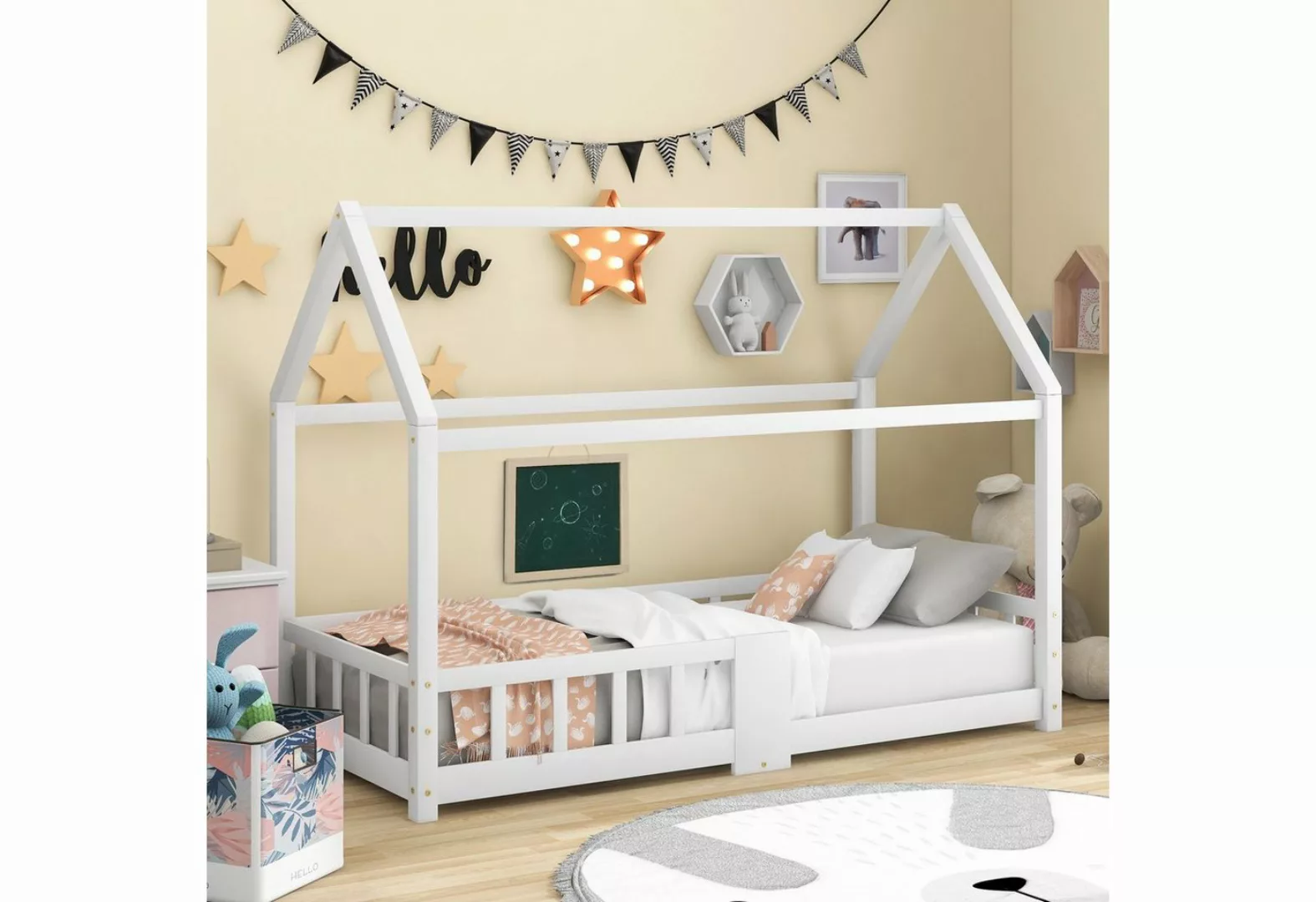 OKWISH Kinderbett Kinder Bett Jugendbett Holzbett Hausbett Kinderhaus Massi günstig online kaufen