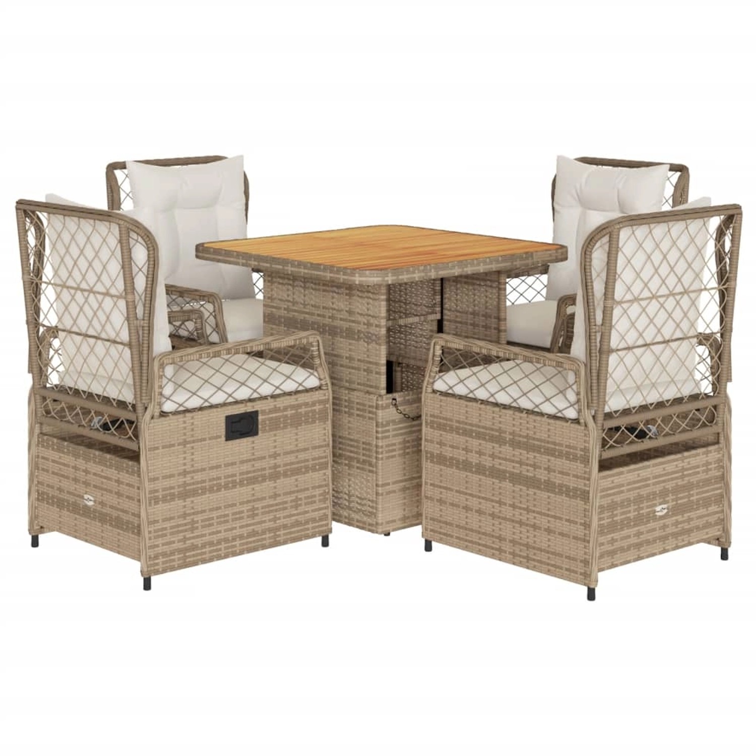 vidaXL 5-tlg Garten-Essgruppe mit Kissen Beige Poly Rattan Modell 61 günstig online kaufen