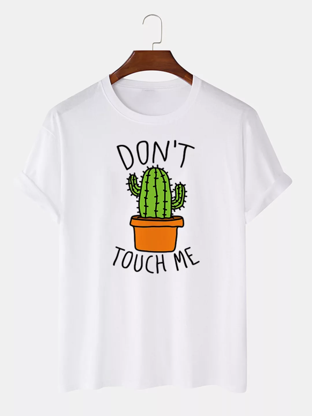 Lustige Cartoon-Kaktus-bedruckte Kurzarm-Basic-T-Shirts für Herren günstig online kaufen