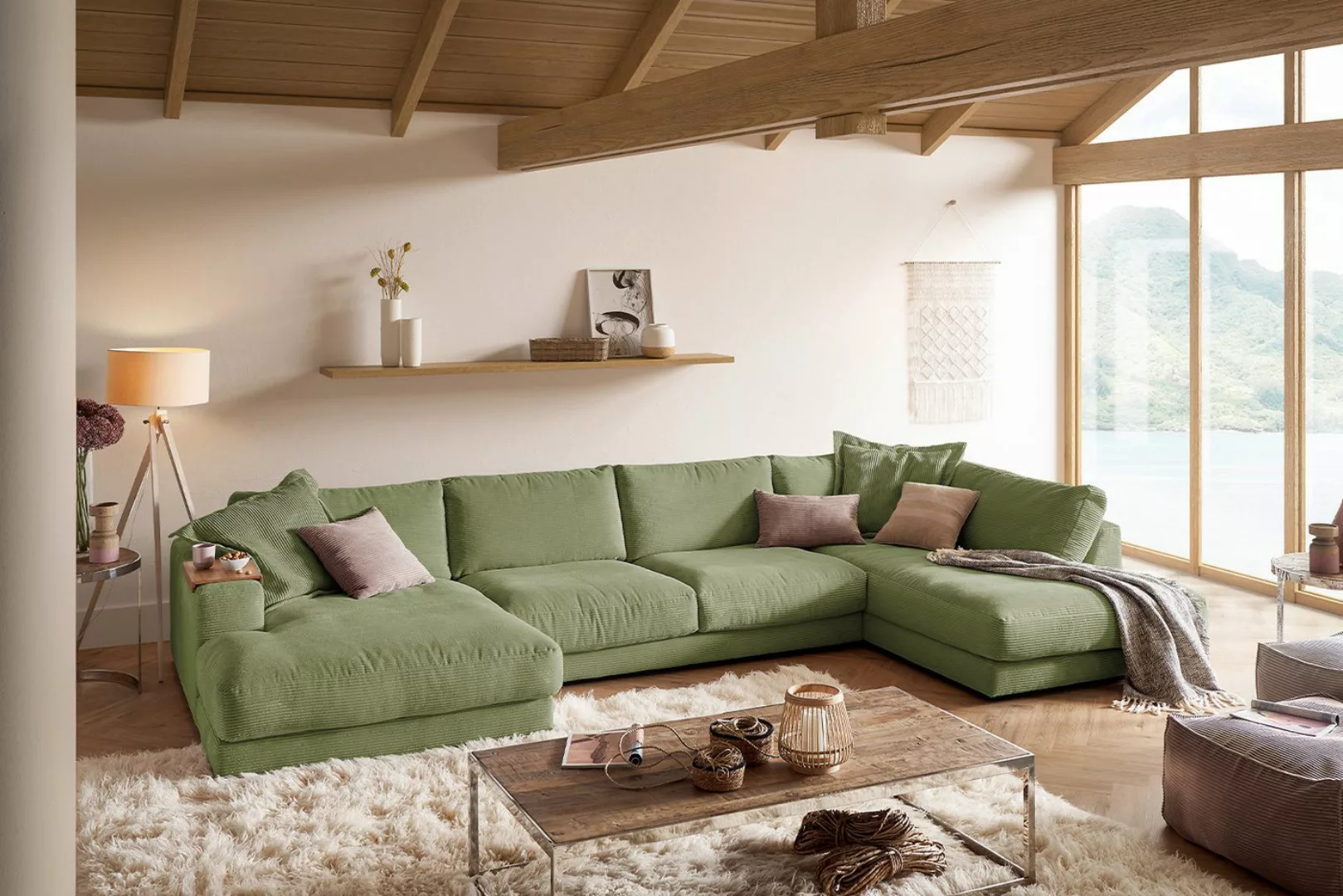 KAWOLA Wohnlandschaft MADELINE, Sofa Couch U-Form Cord verschiedene Farben günstig online kaufen