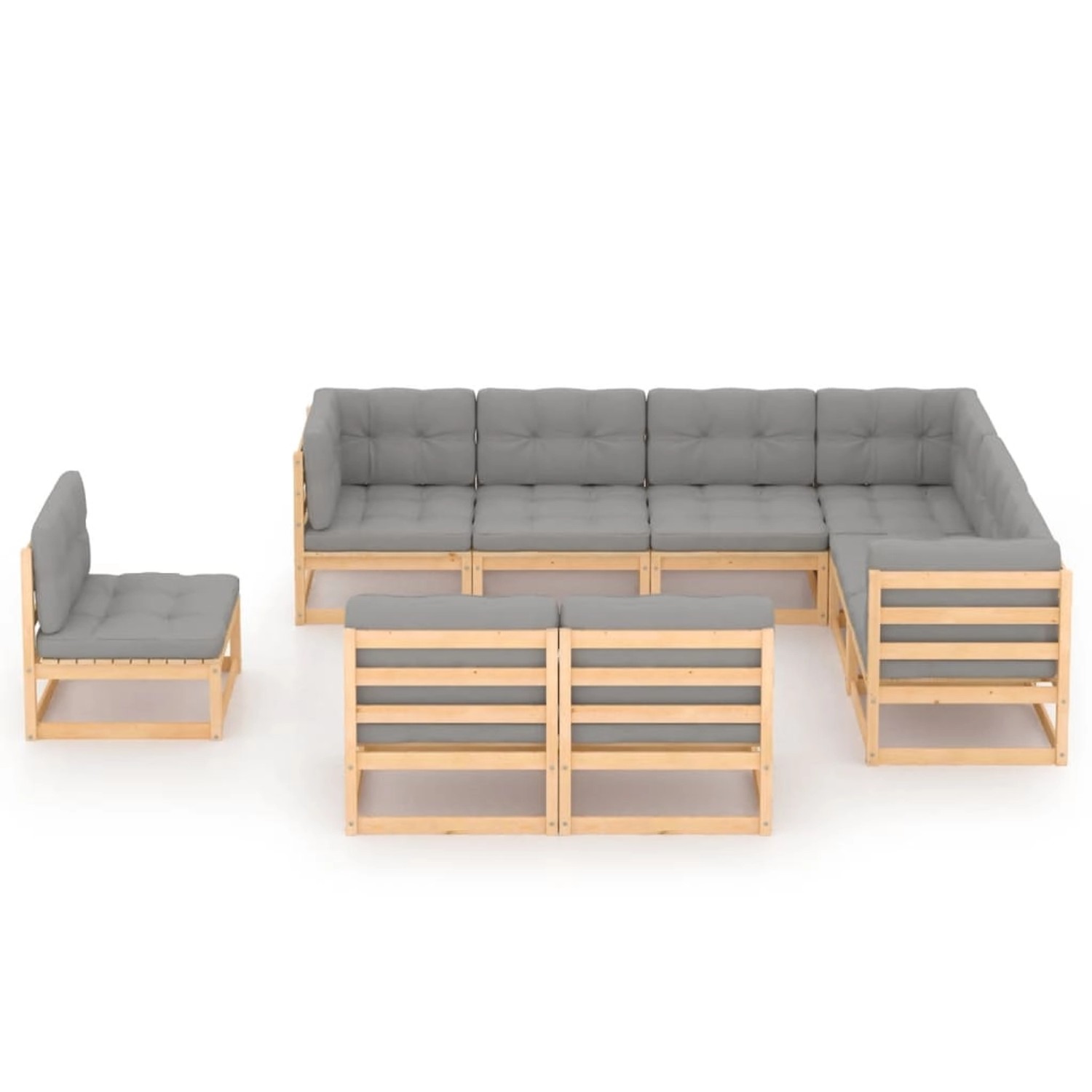 9-tlg. Garten-lounge-set Mit Kissen Kiefer Massivholz günstig online kaufen