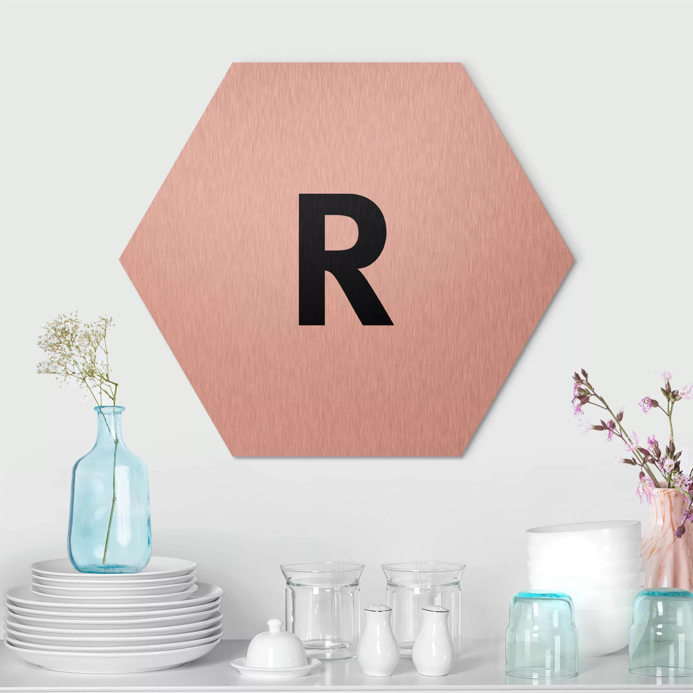 Hexagon-Alu-Dibond Bild Buchstaben Buchstabe Weiß R günstig online kaufen