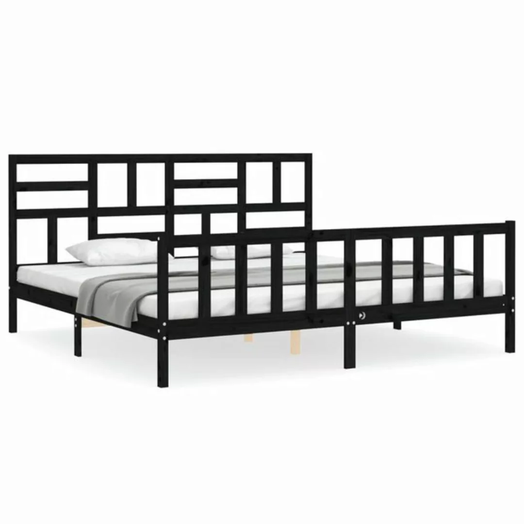 furnicato Bett Massivholzbett mit Kopfteil Schwarz 200x200 cm günstig online kaufen