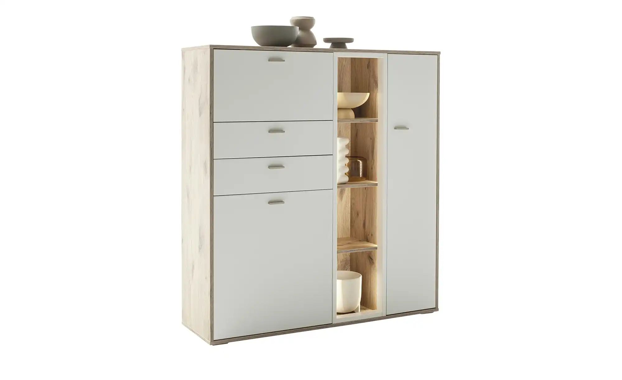 uno Highboard  Santerno ¦ weiß ¦ Maße (cm): B: 124 H: 133 T: 37.0 Kommoden günstig online kaufen