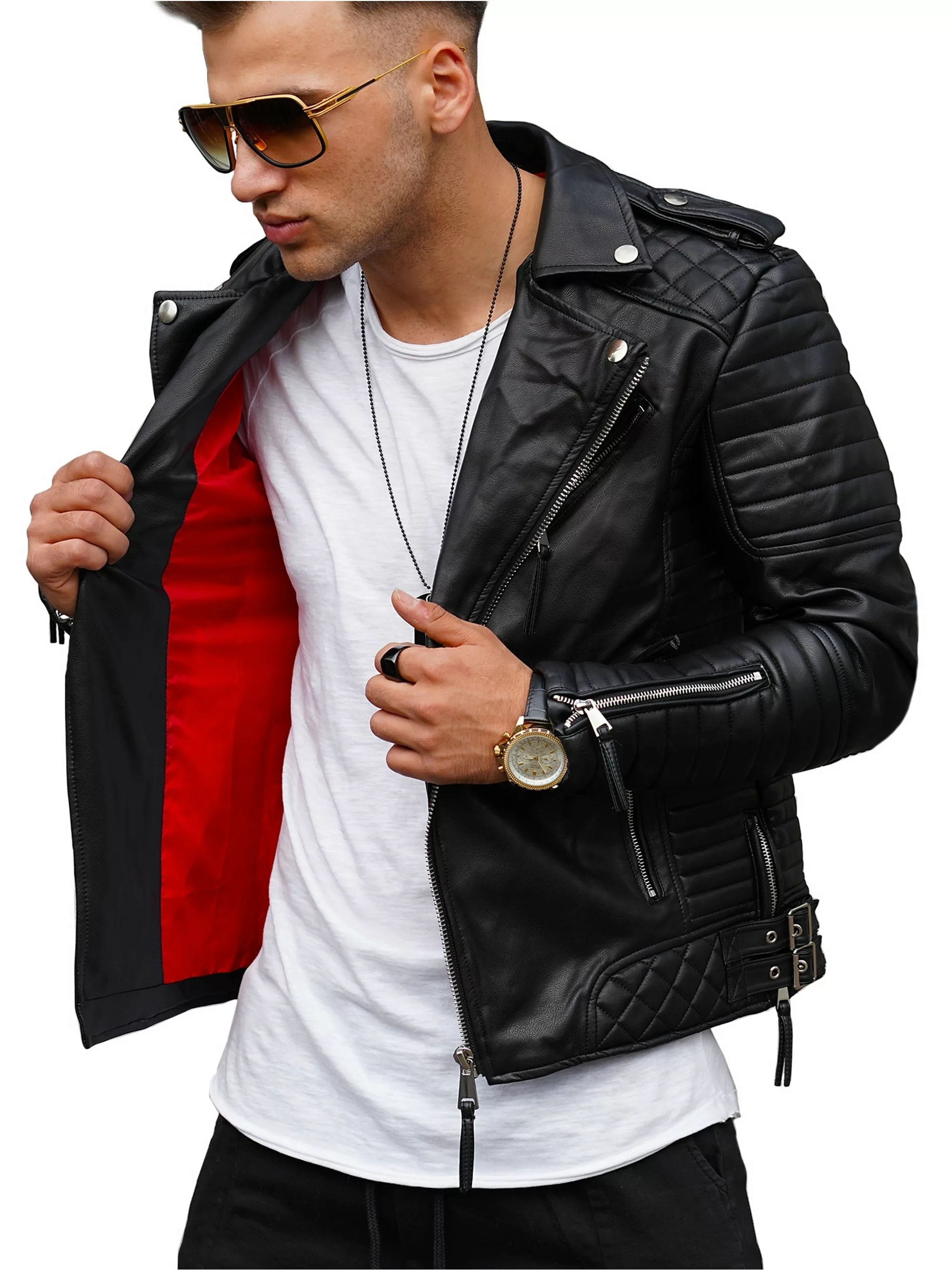 behype Lederimitatjacke "FADELY", im Biker-Stil günstig online kaufen