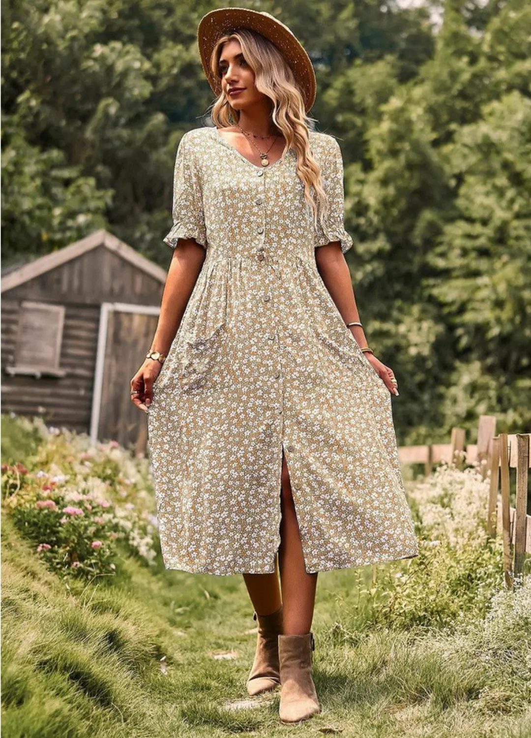 DEBAIJIA Dirndl Sommerkleid Damen Frauen Bedruckter Kleid lässiger Mode günstig online kaufen