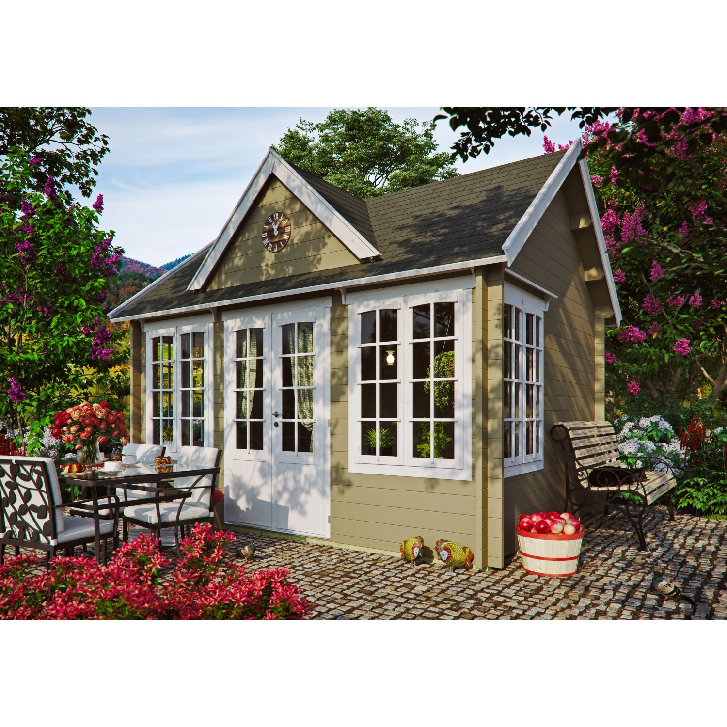 Fjordholz Gartenhaus Modell Teehaus Windsor 44 Grau Imprägniert günstig online kaufen