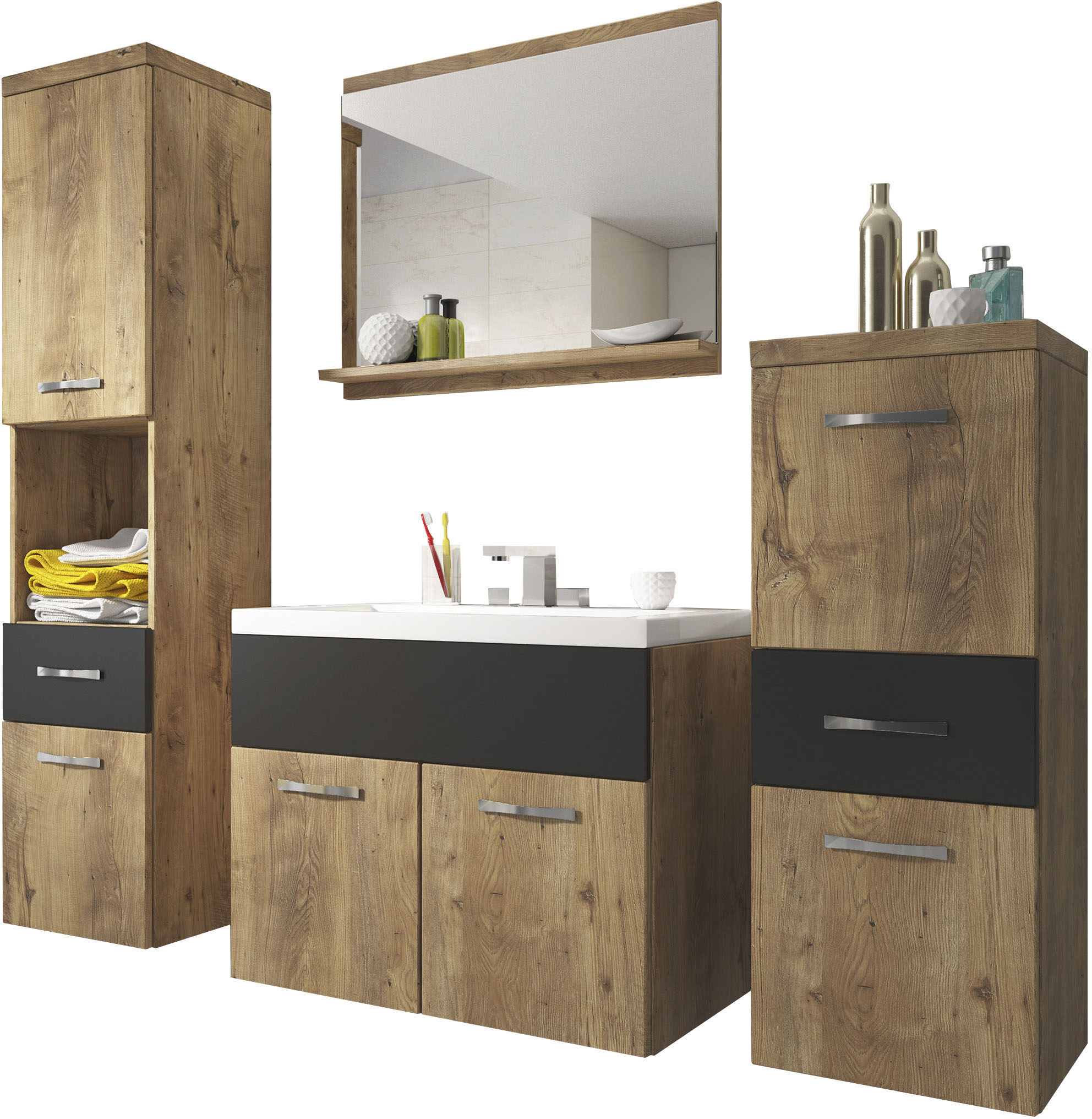 welltime Badmöbel-Set »ELDA«, (Komplett-Set, 5 St.), Waschtisch inkl. Wasch günstig online kaufen