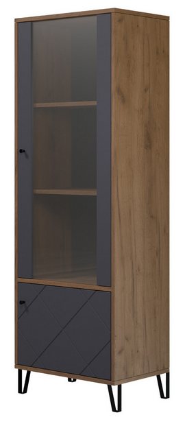 trendteam Stauraumvitrine Montez (Vitrine in Eiche Kraft Gold mit grau, 63 günstig online kaufen