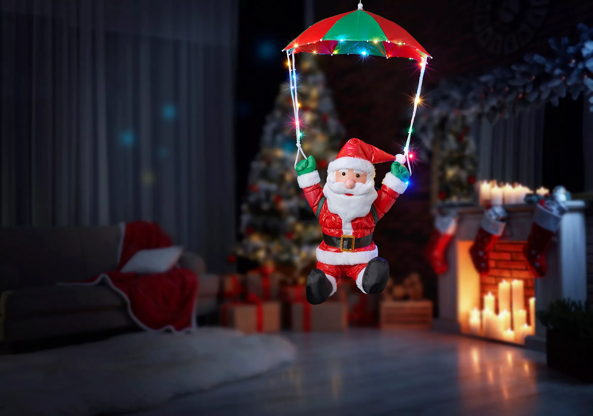 BONETTI LED Dekofigur "Weihnachtsmann mit Fallschirm", 30 flammig, Weihnach günstig online kaufen