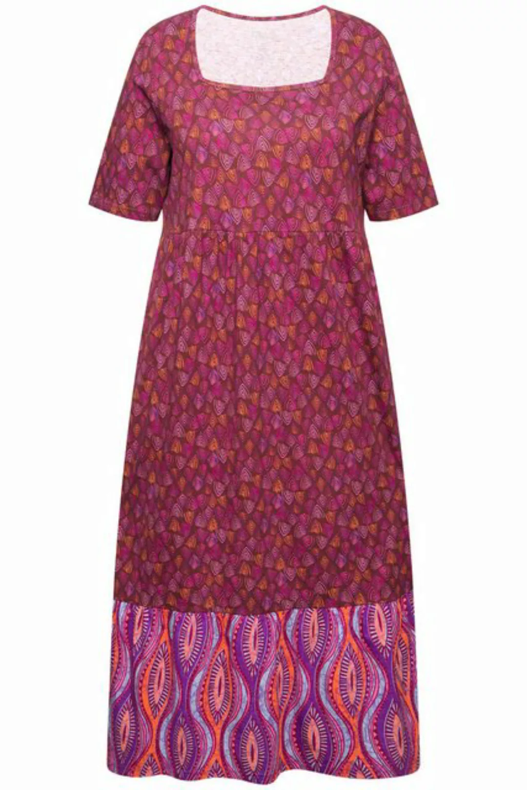 Ulla Popken Sommerkleid Jerseykleid Mustermix Carree-Ausschnitt Halbarm günstig online kaufen