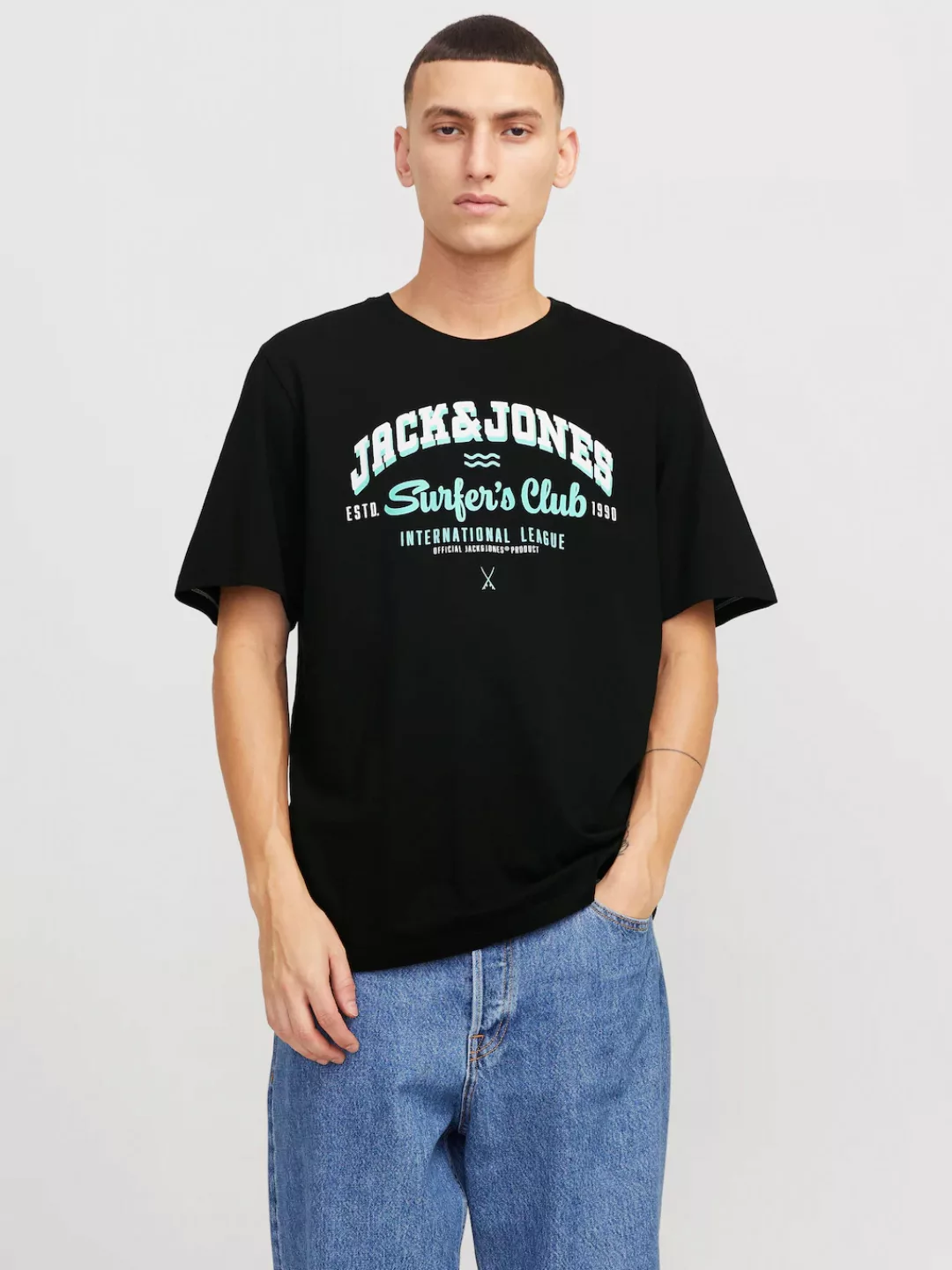 Jack & Jones Rundhalsshirt "JJELOGO TEE SS O-NECK 2 COL SS25 SN", mit Logo günstig online kaufen