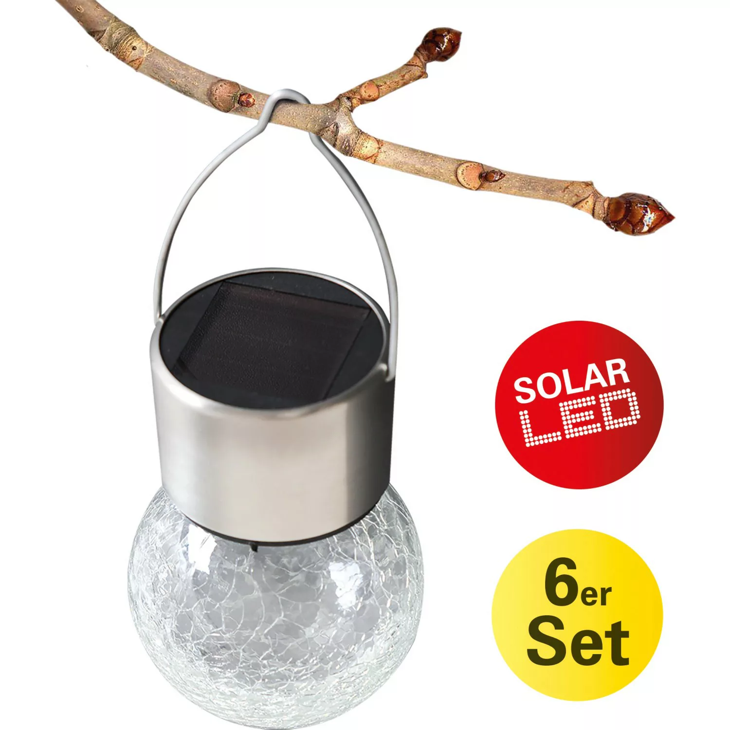 Näve Leuchten "LED Solarleuchte ""CRACKLE"" 6er Set" silber günstig online kaufen