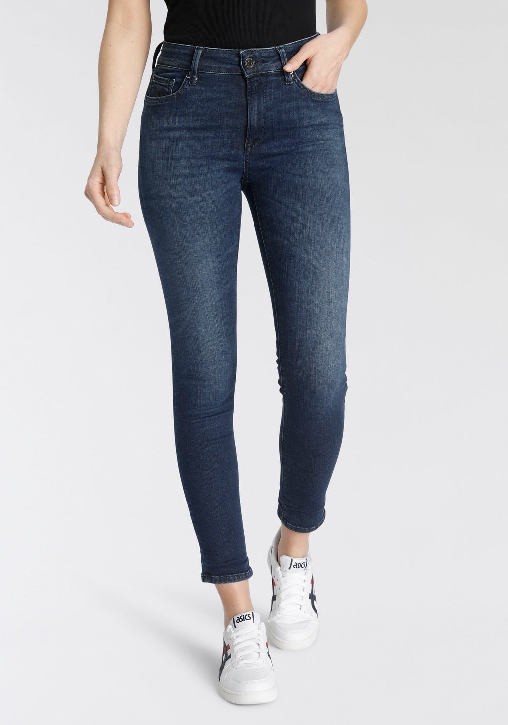 Replay Damen Jeans Luzien - Skinny Fit - Hyperflex - Schwarz - Black Denim günstig online kaufen