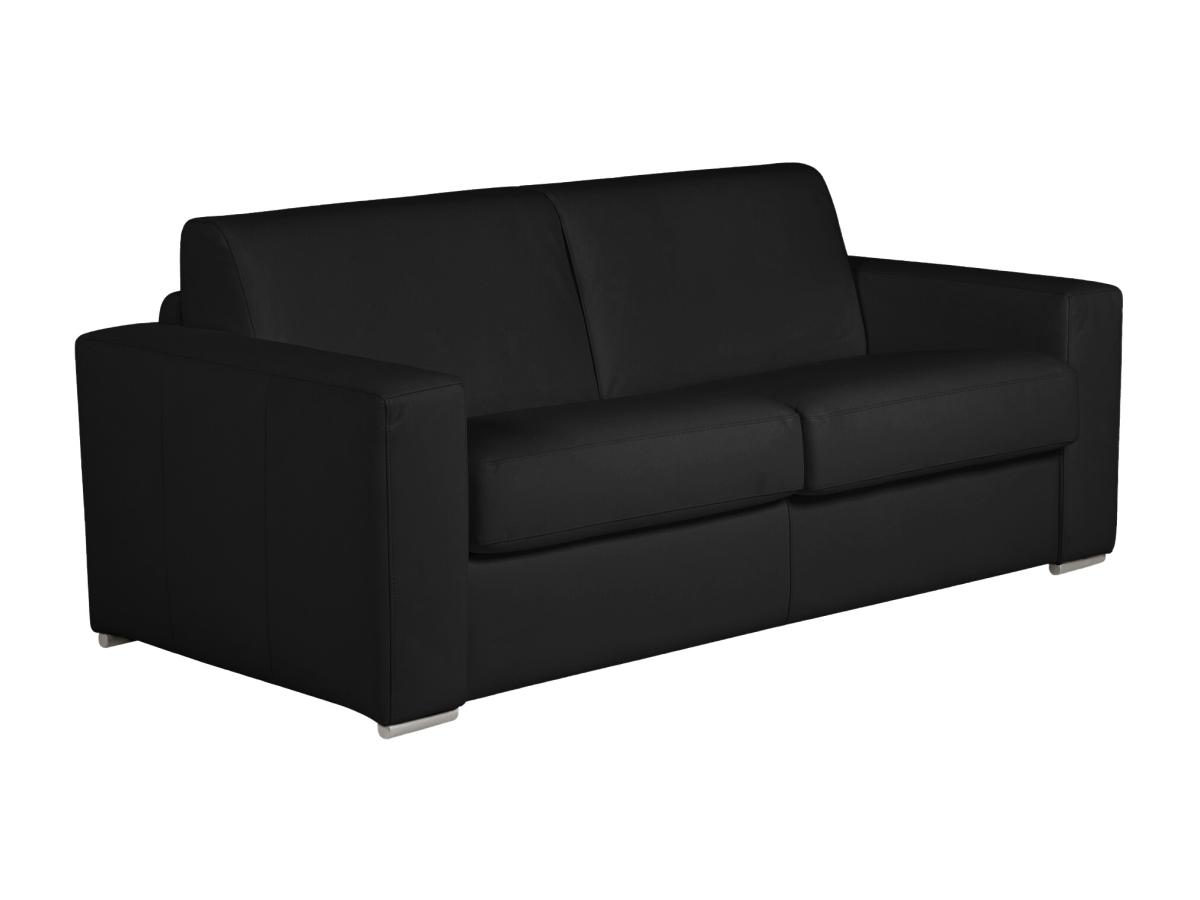 Schlafsofa mit Matratze 3-Sitzer - 100 % Büffelleder - schwarz - Matratze 2 günstig online kaufen