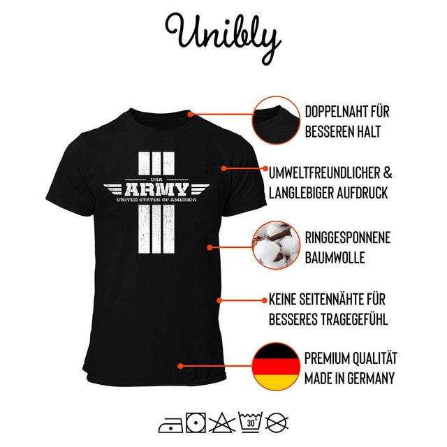 Unibly T-Shirt ARMY USA United Herren T-Shirt, Schwarz, S Rundhalsausschnit günstig online kaufen