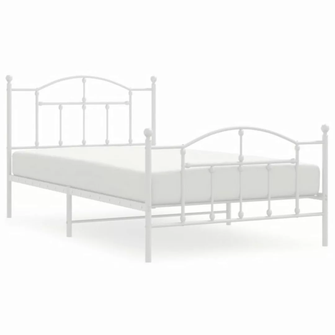 furnicato Bett Bettgestell mit Kopf- und Fußteil Metall Weiß 107x203 cm günstig online kaufen