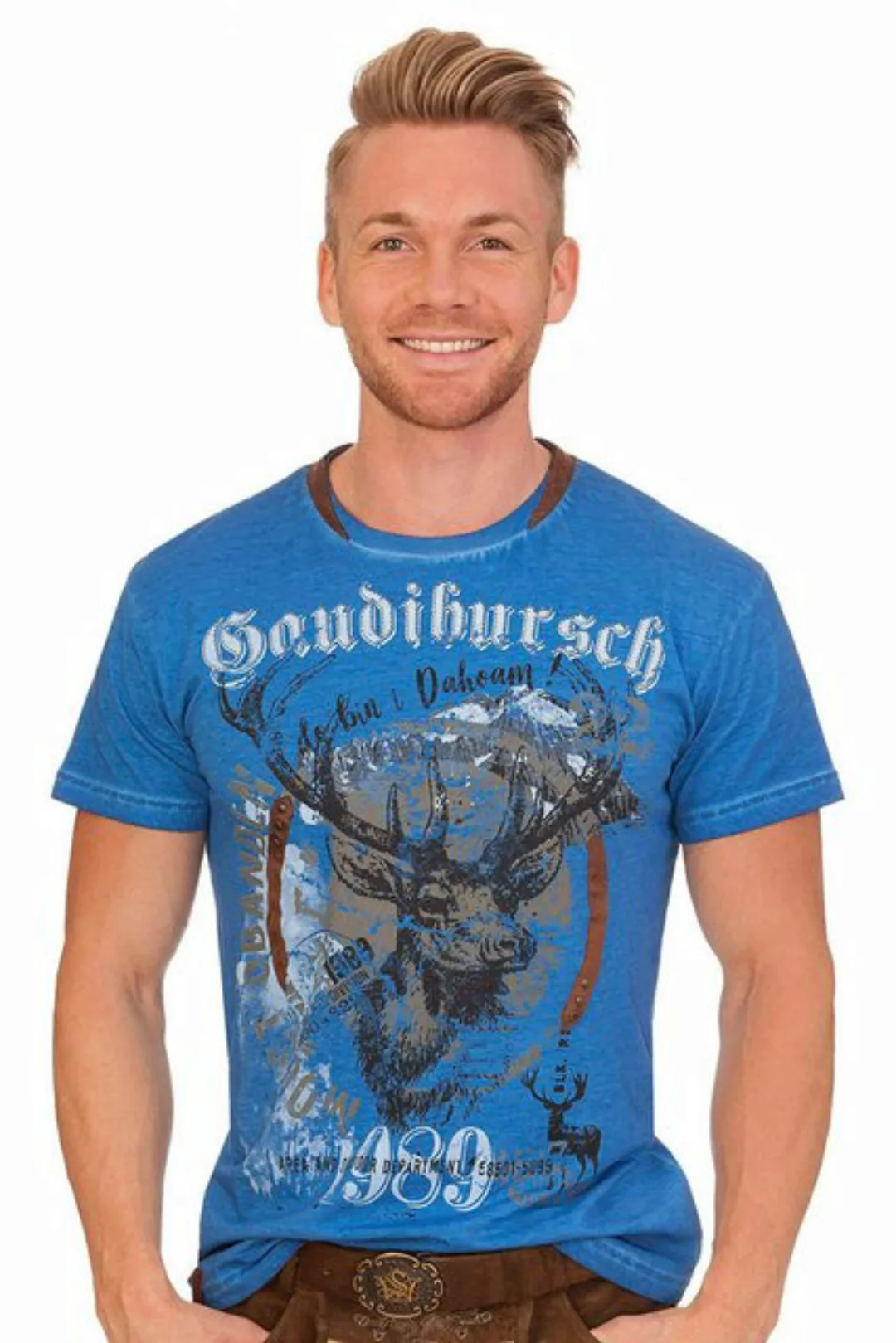 MarJo Trachtenshirt Trachtenshirt Herren - GAUDIBURSCH - blau günstig online kaufen