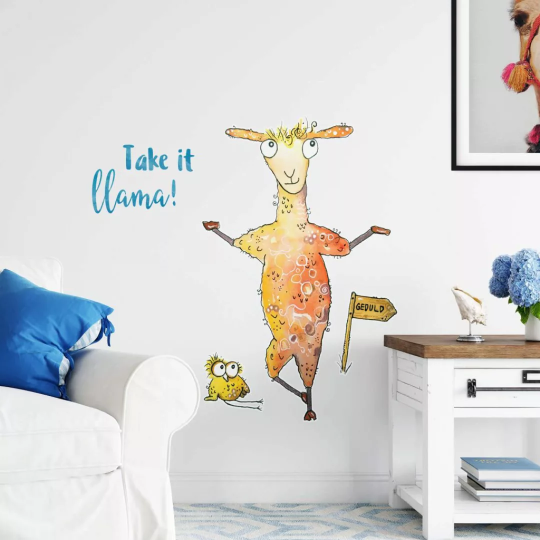 Wall-Art Wandtattoo »Lebensfreude Take it llama«, (1 St.), selbstklebend, e günstig online kaufen
