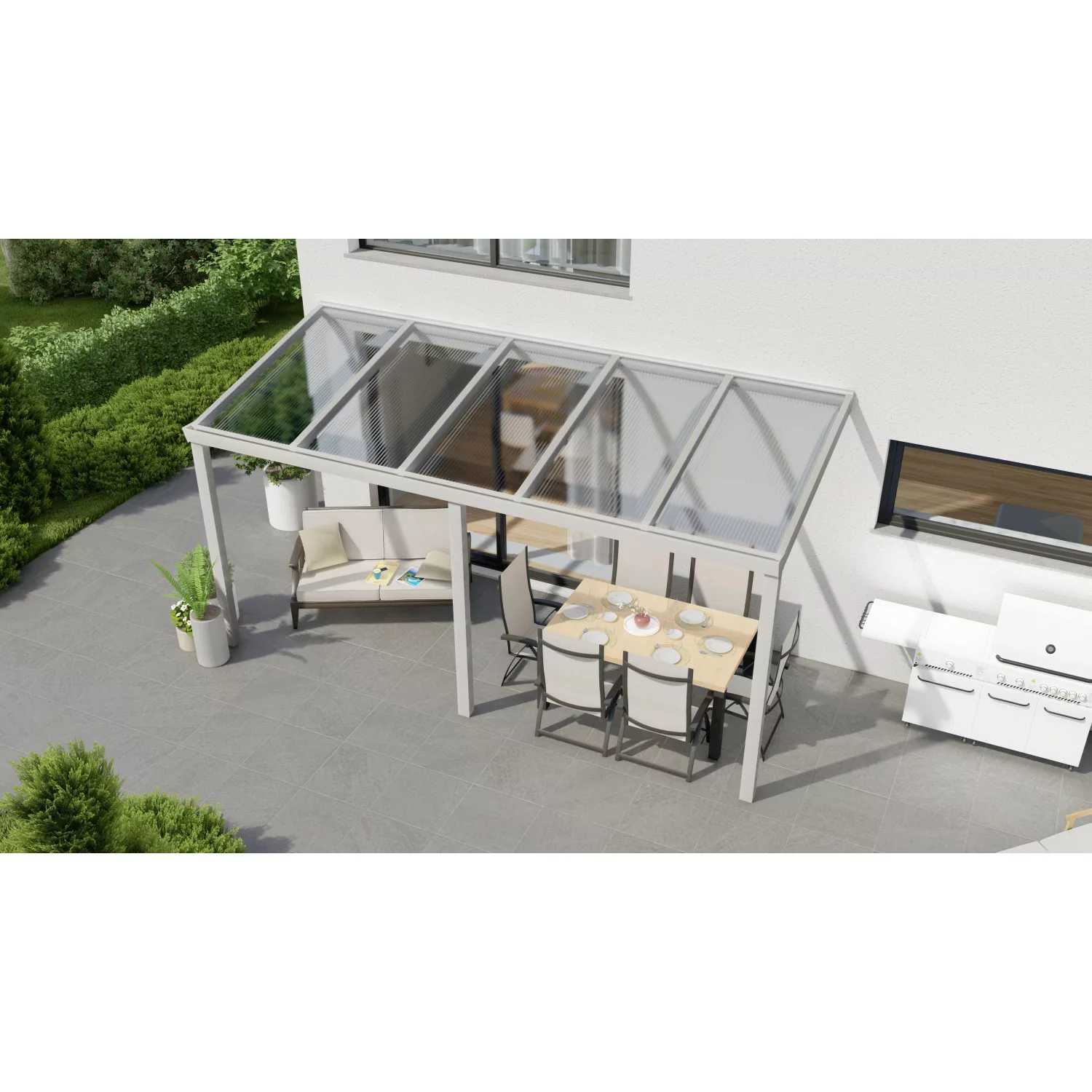 Terrassenüberdachung Professional 500 cm x 200 cm Grau Struktur PC Klar günstig online kaufen