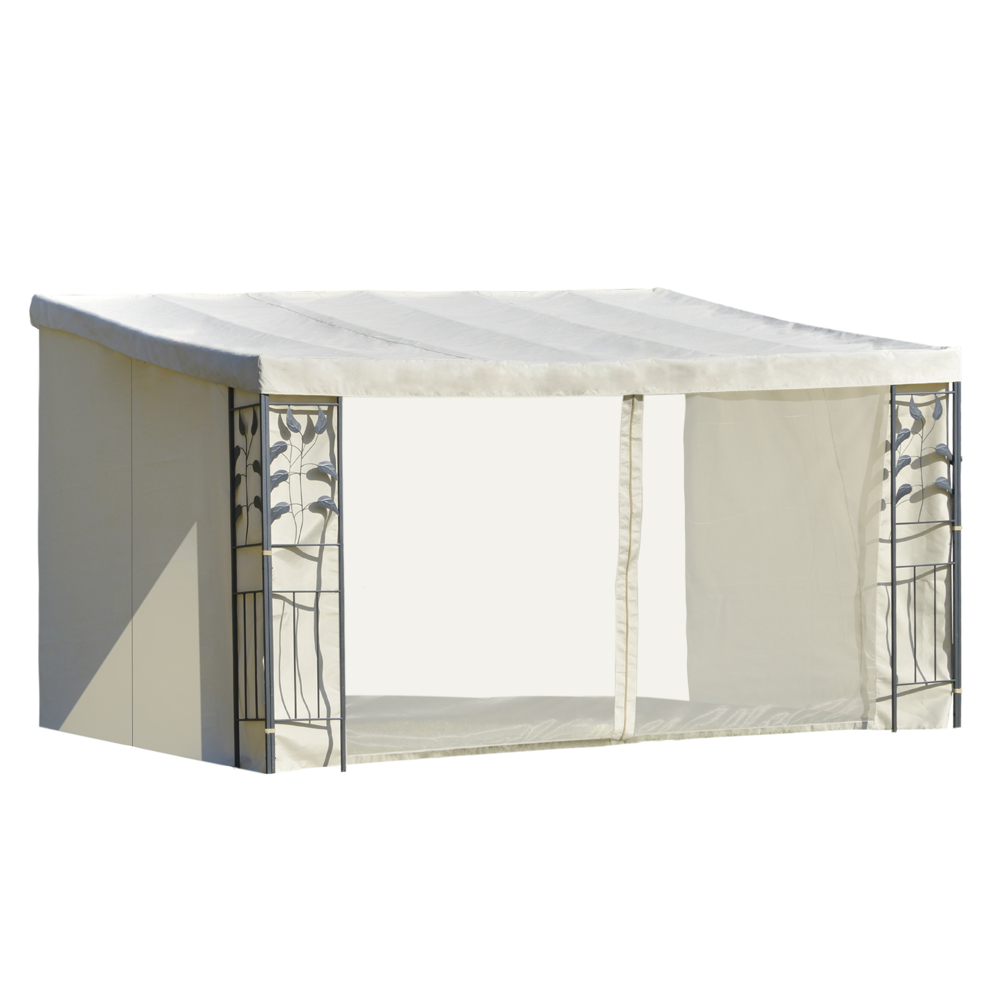 Outsunny Pergola anbaubar dim. 4L x 3B x 2,7H m Gartenpavillon Polyester ho günstig online kaufen