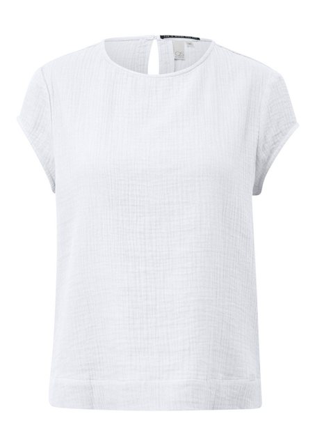QS Kurzarmbluse Bluse aus Musselin Label-Patch günstig online kaufen
