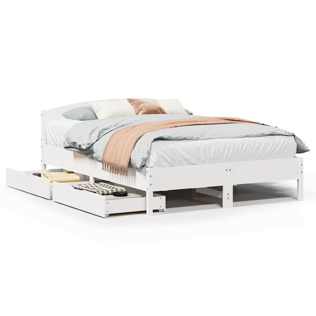 vidaXL Bett, Massivholzbett ohne Matratze Weiß 160x200 Kiefernholz günstig online kaufen