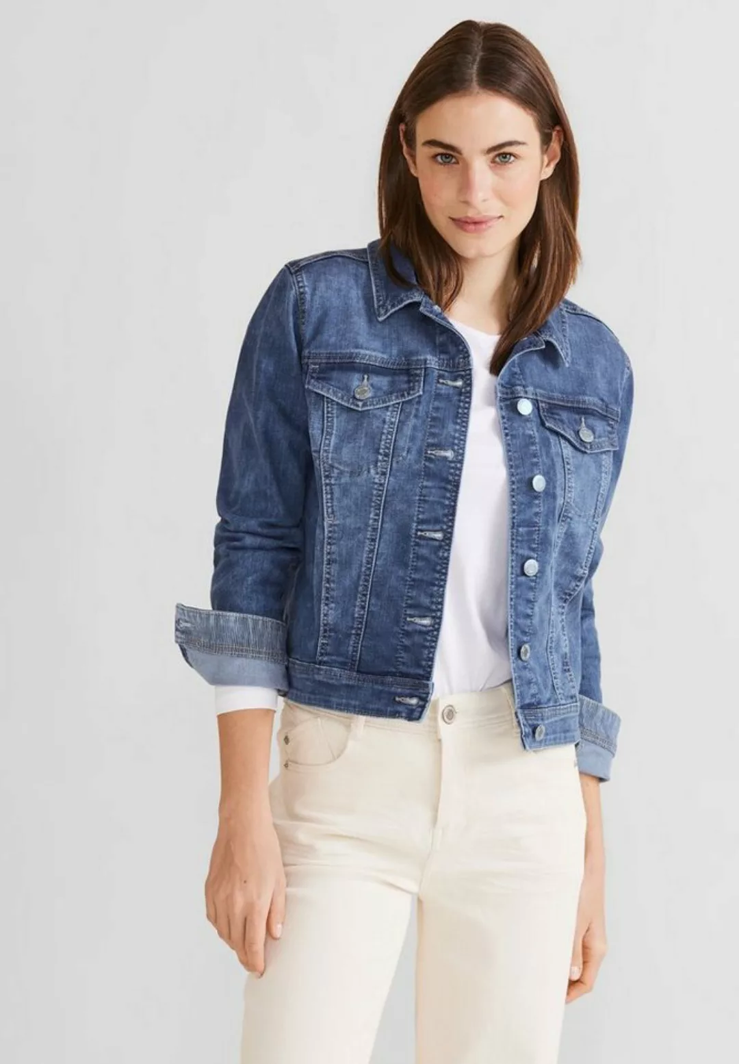 STREET ONE Jeansblazer in mittelblauer Waschung günstig online kaufen