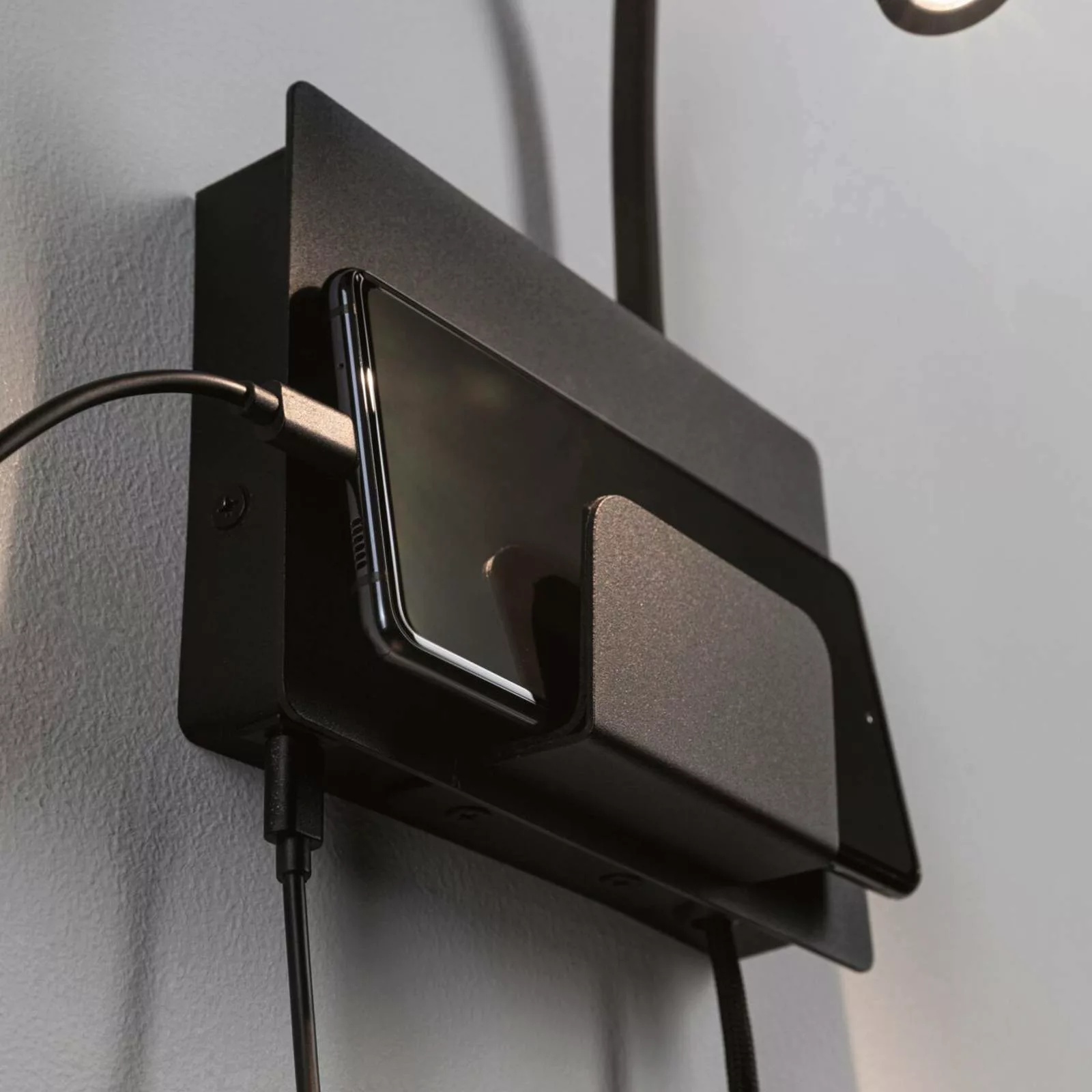 Paulmann Halina USB LED-Wandlampe, Flexarm schwarz günstig online kaufen