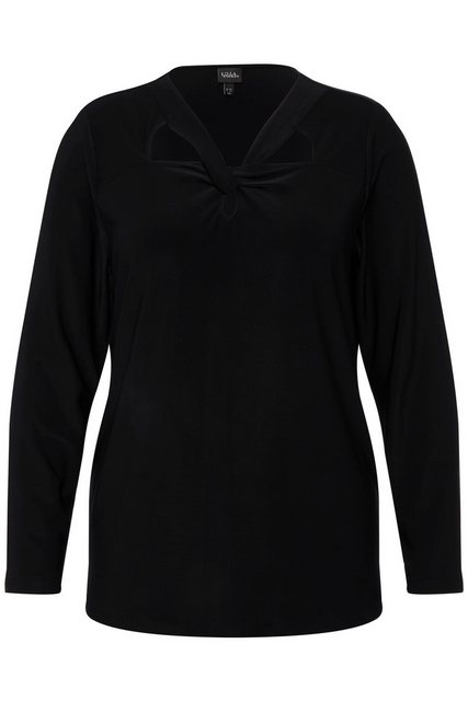 Ulla Popken Rundhalsshirt Shirt Cut-Out Classic V-Ausschnitt Langarm günstig online kaufen