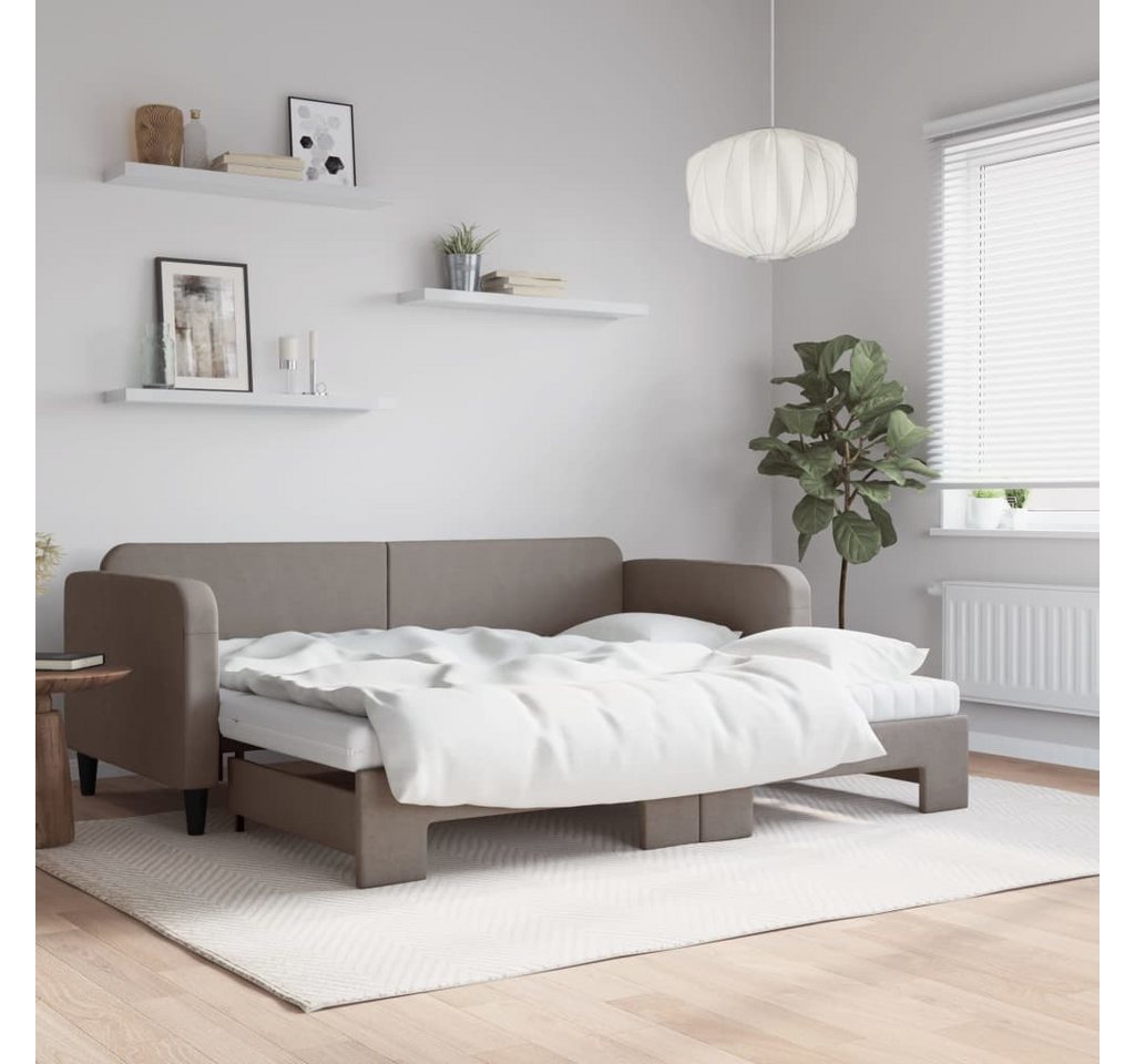 vidaXL Gästebett Gästebett Tagesbett Ausziehbar mit Matratzen Taupe 90x200 günstig online kaufen