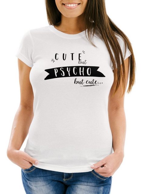 MoonWorks Print-Shirt Damen T-Shirt mit Spruch Psycho Cute but Psycho but c günstig online kaufen