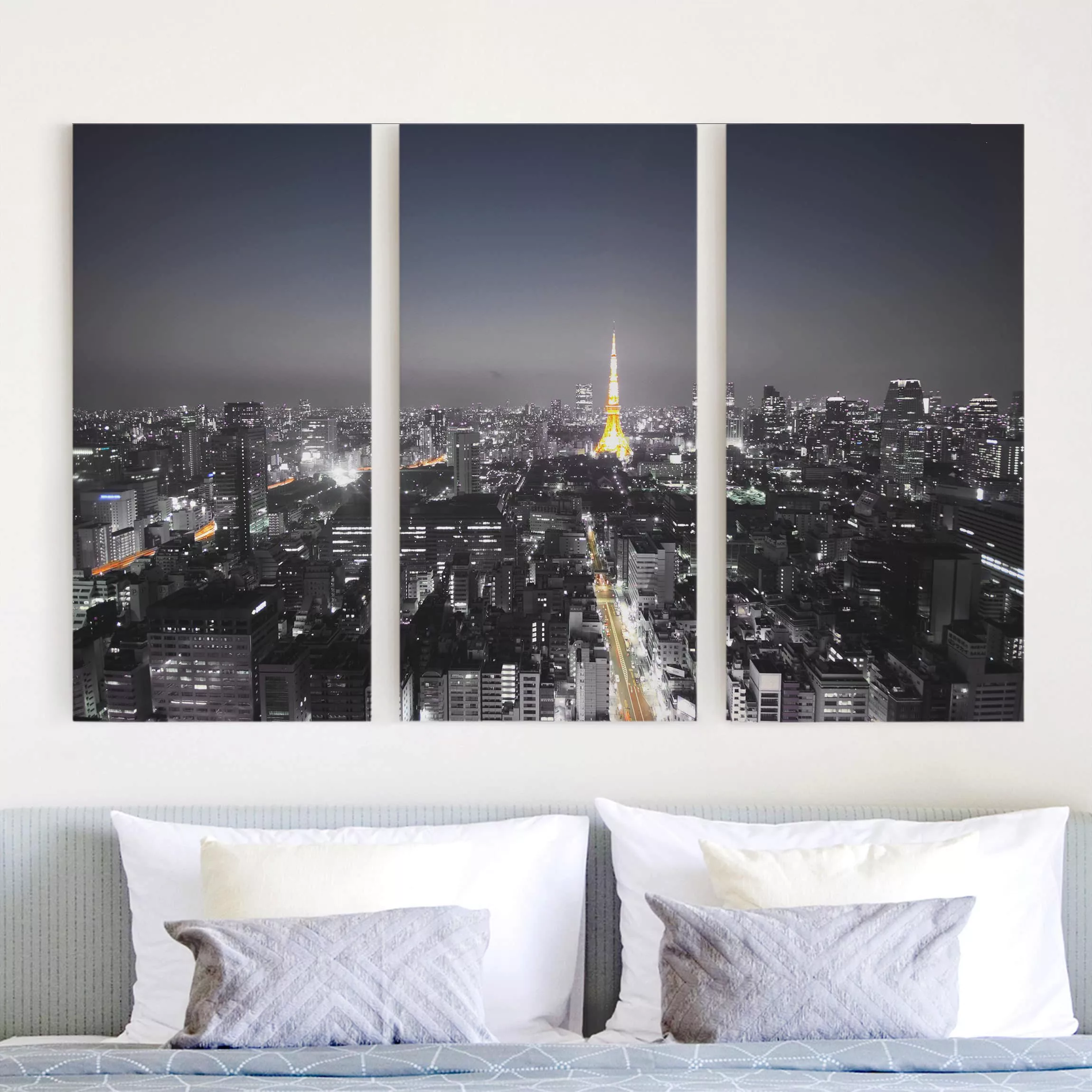 3-teiliges Leinwandbild Architektur & Skyline - Querformat Tokio günstig online kaufen
