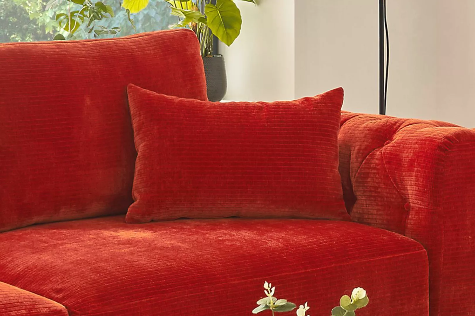 KAWOLA Spitzkissen SEPHI rechteckig Cord Vintage rot günstig online kaufen