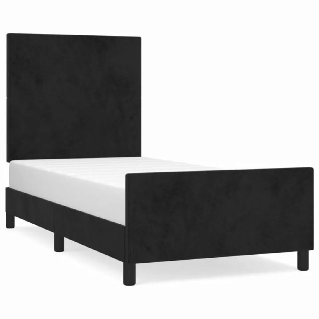 furnicato Bett Bettgestell mit Kopfteil Schwarz 100x200 cm Samt günstig online kaufen