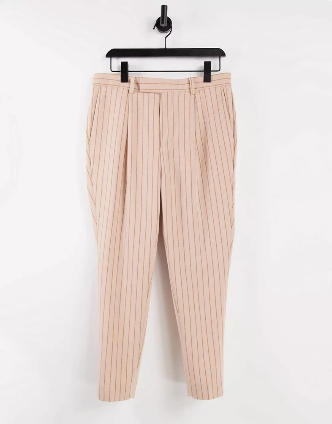 ASOS DESIGN – Schmal zulaufende, elegante Oversized-Hose in Stein-Neutral günstig online kaufen