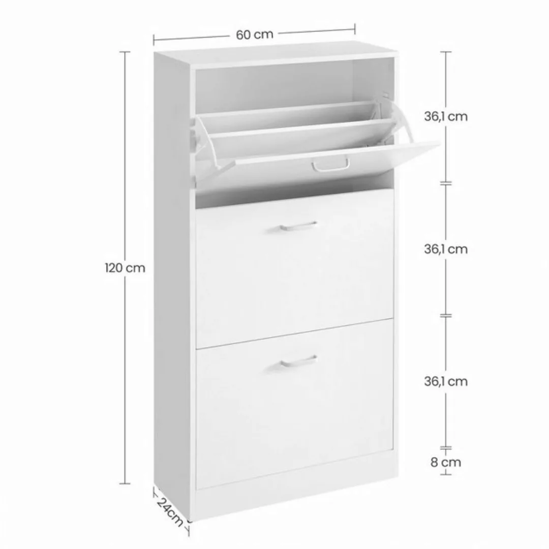 VASAGLE Schuhschrank Schuhregal perfekt für schmale Flure 60x24x120 cm günstig online kaufen