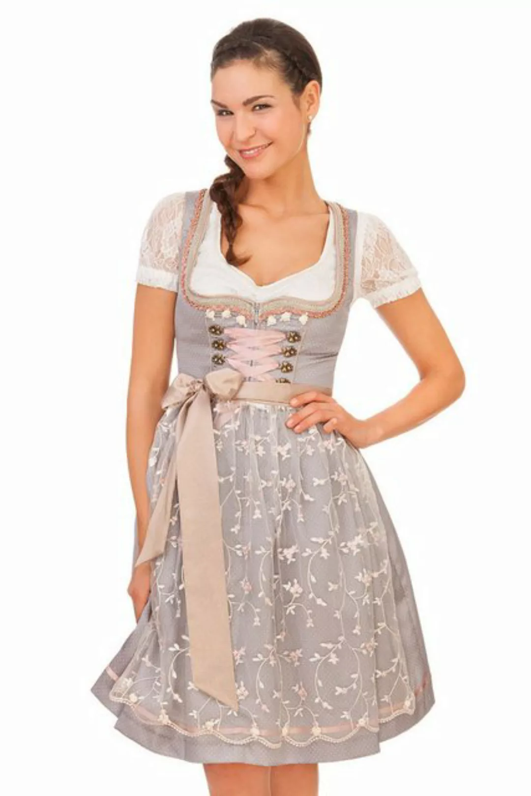 Krüger Madl Dirndl Midi Dirndl 2tlg. - GREY HEAVEN - hellgrau günstig online kaufen