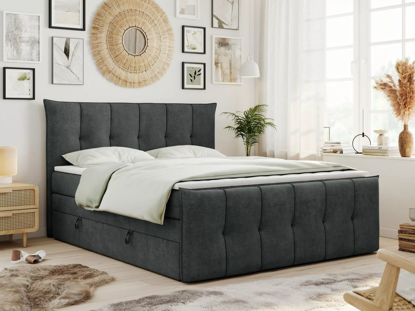 MKS MÖBEL Boxspringbett PREMIUM 11 KING, Bettkasten und Zwei Matratzen - Mu günstig online kaufen