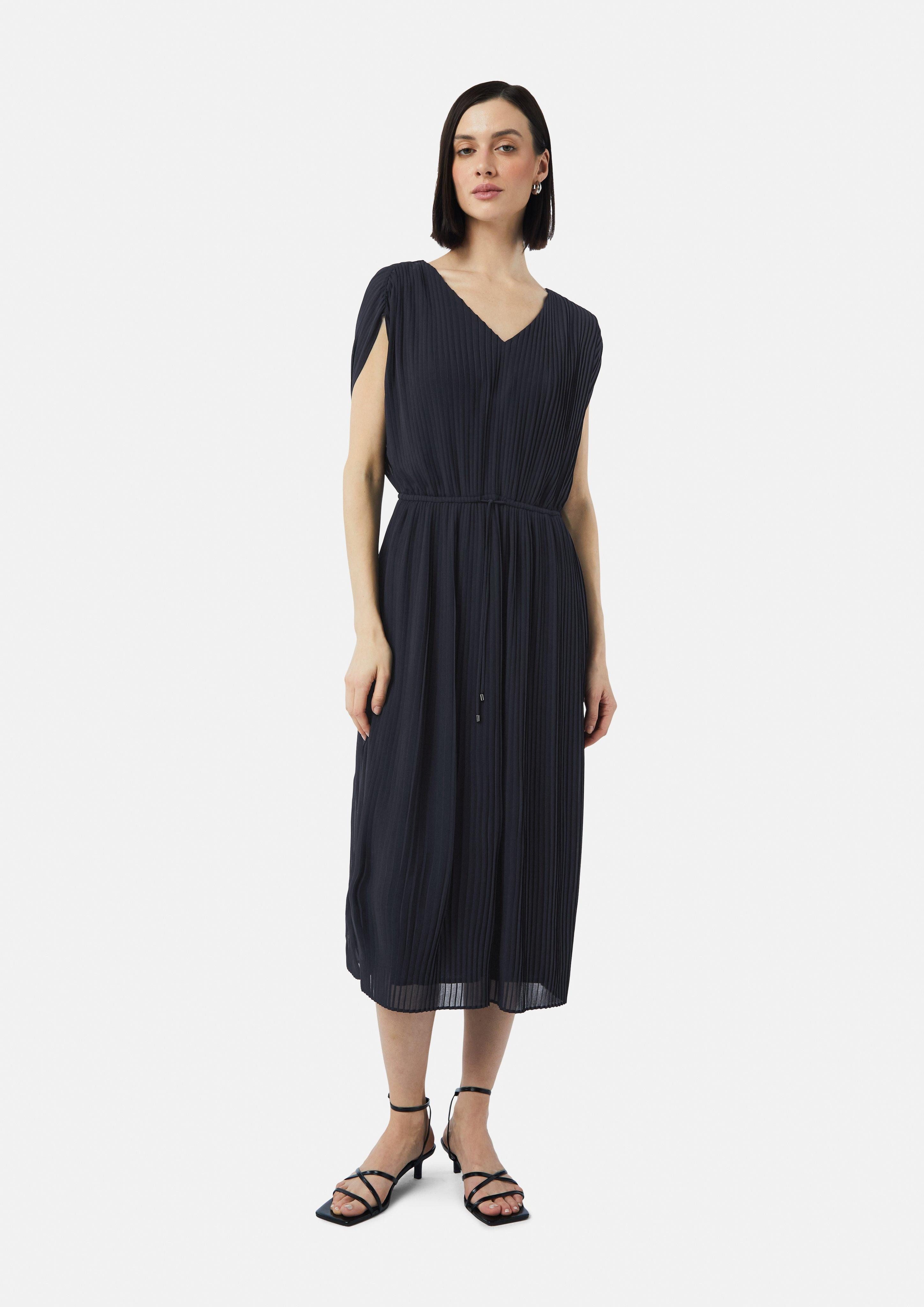 Comma Maxikleid Plissiertes Midikleid aus Chiffon günstig online kaufen