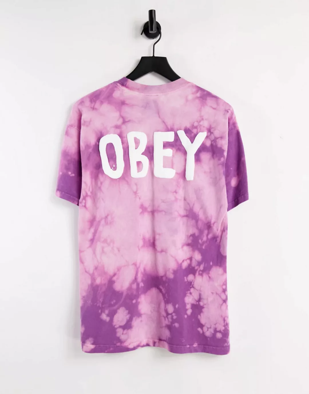 Obey – OG – T-Shirt aus schwerem Stoff mit Batikmuster in Lila günstig online kaufen