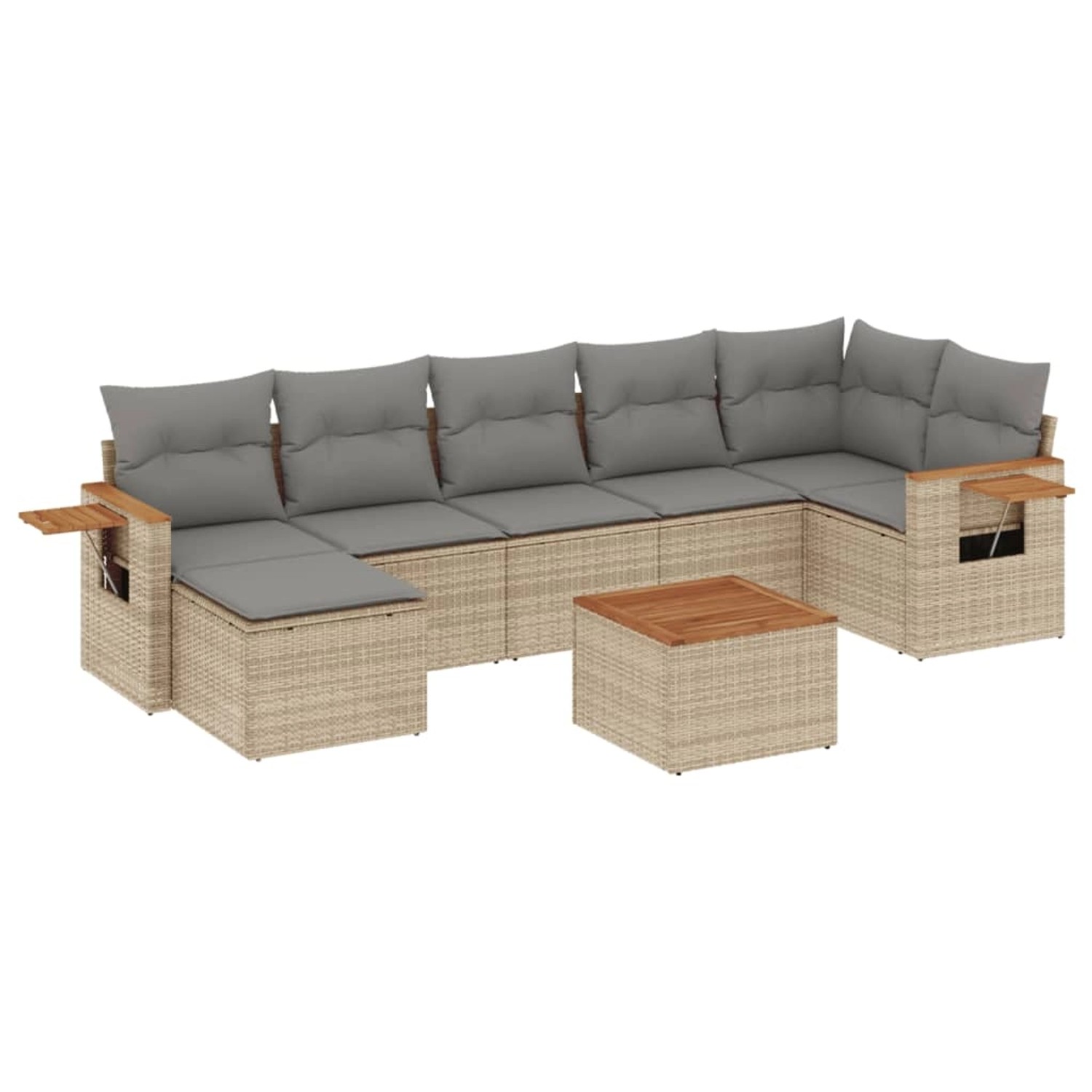 vidaXL 8-Tlg Garten-Sofagarnitur mit Kissen Beige Poly Rattan 3227039 günstig online kaufen