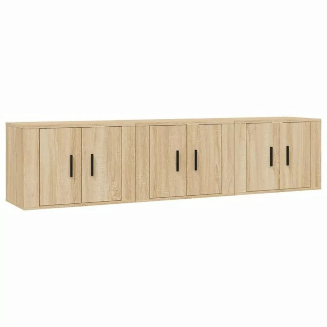 furnicato TV-Schrank TV-Wandschränke 3 Stk. Sonoma-Eiche 57x34,5x40 cm günstig online kaufen