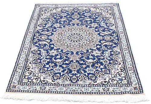 morgenland Teppich »Nain 6la Teppich handgeknüpft blau«, rechteckig, handge günstig online kaufen