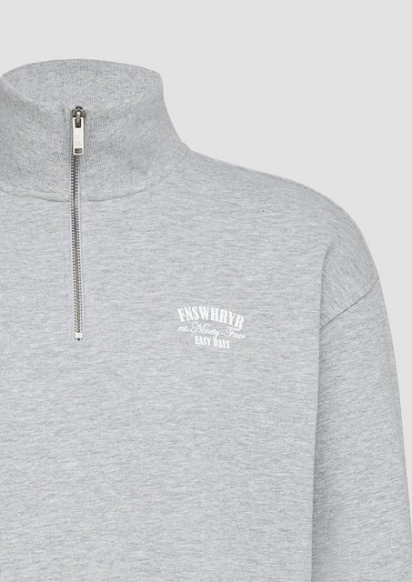 QS Sweatshirt Stehkragen Sweatshirt mit Reißverschluss und Frontprint günstig online kaufen